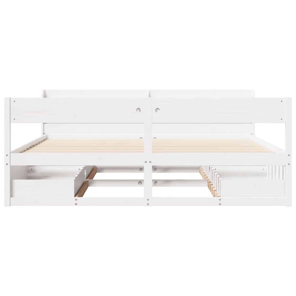 Cadre de lit sans matelas blanc 180x200 cm bois massif de pin