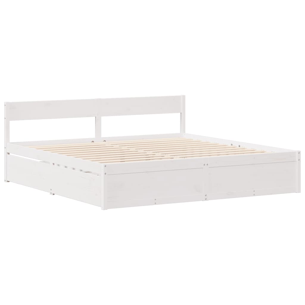 Cadre de lit sans matelas blanc 180x200 cm bois massif de pin