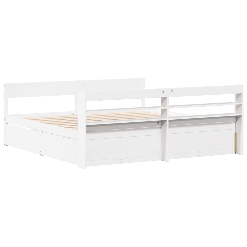 Cadre de lit sans matelas blanc 180x200 cm bois massif de pin