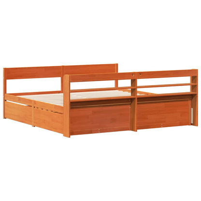 Cadre de lit sans matelas cire marron 180x200cm bois pin massif