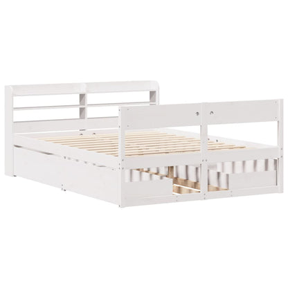 Cadre de lit sans matelas blanc 160x200 cm bois de pin massif