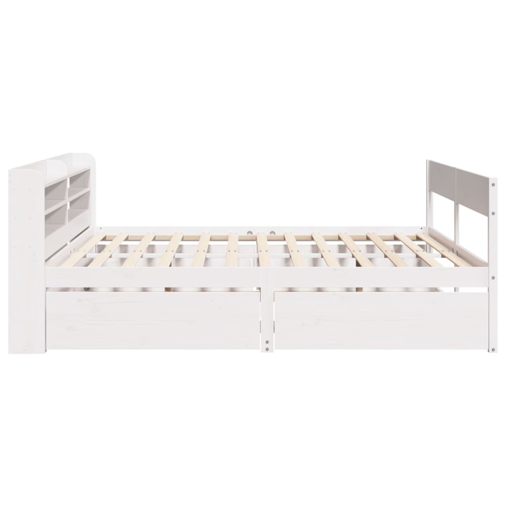 Cadre de lit sans matelas blanc 160x200 cm bois de pin massif