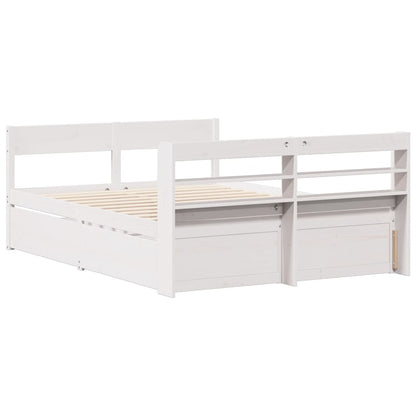 Cadre de lit sans matelas blanc 160x200 cm bois de pin massif