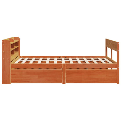 Cadre de lit sans matelas cire marron 160x200cm bois pin massif