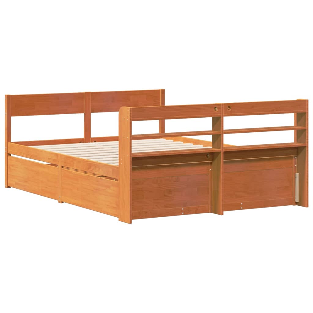 Cadre de lit sans matelas cire marron 160x200cm bois pin massif