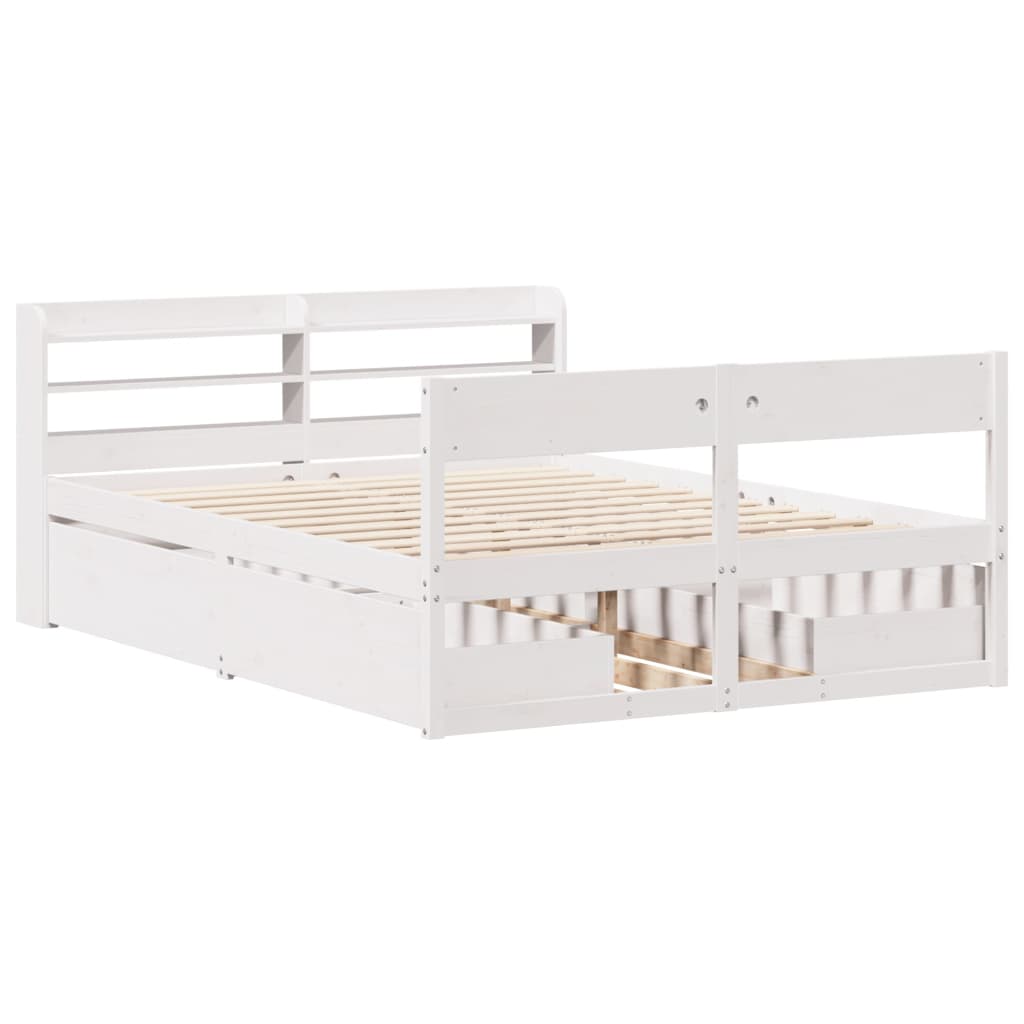 Cadre de lit sans matelas blanc 150x200 cm bois de pin massif