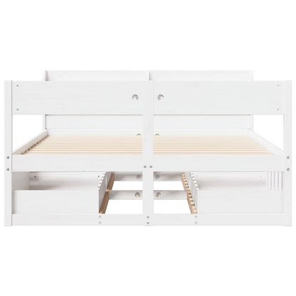 Cadre de lit sans matelas blanc 150x200 cm bois de pin massif