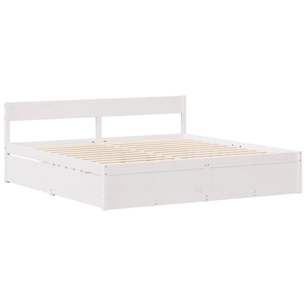 Cadre de lit sans matelas blanc 150x200 cm bois de pin massif