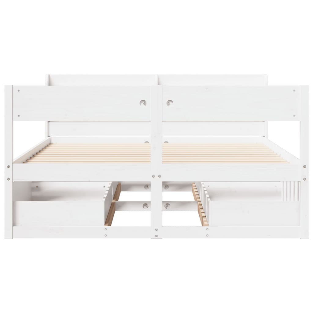 Cadre de lit sans matelas blanc 140x200 cm bois de pin massif