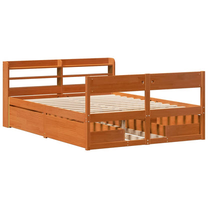 Cadre de lit sans matelas cire marron 140x200cm bois pin massif