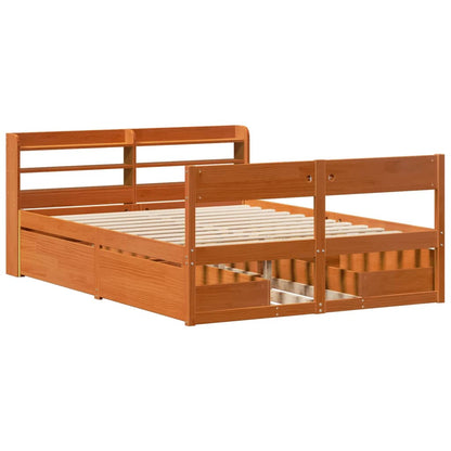 Cadre de lit sans matelas cire marron 120x200cm bois pin massif