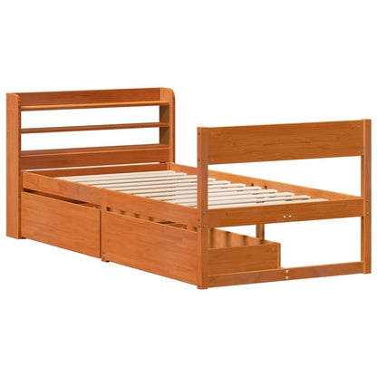 Cadre de lit sans matelas cire marron 100x200cm bois pin massif