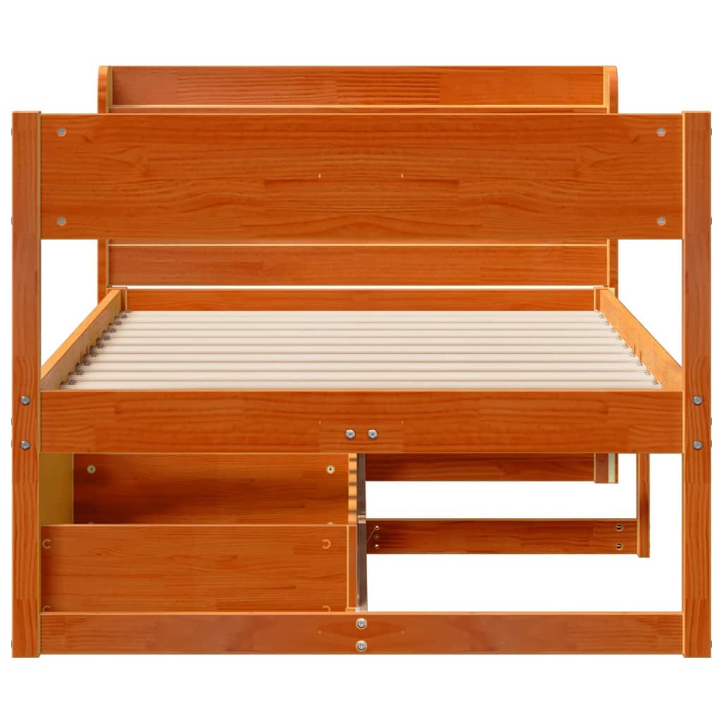 Cadre de lit sans matelas cire marron 100x200cm bois pin massif