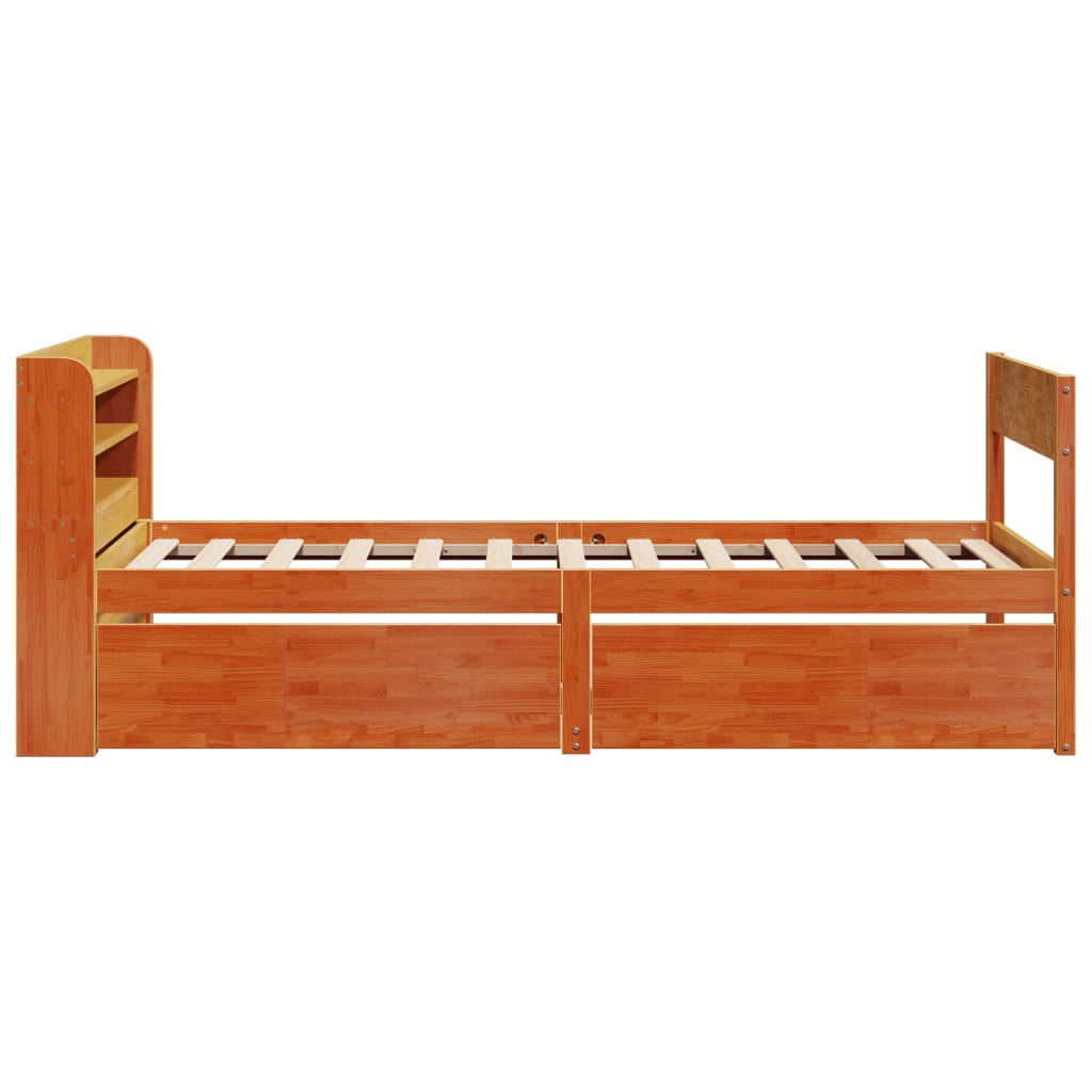 Cadre de lit sans matelas cire marron 100x200cm bois pin massif