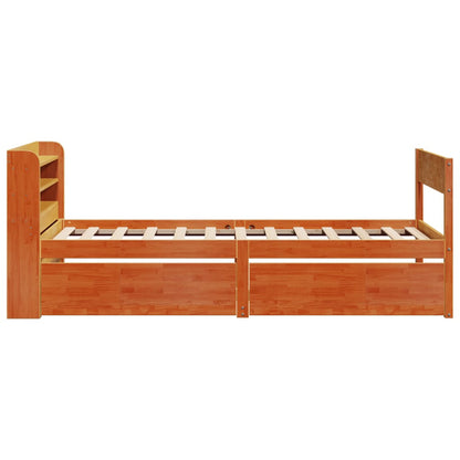 Cadre de lit sans matelas cire marron 100x200cm bois pin massif