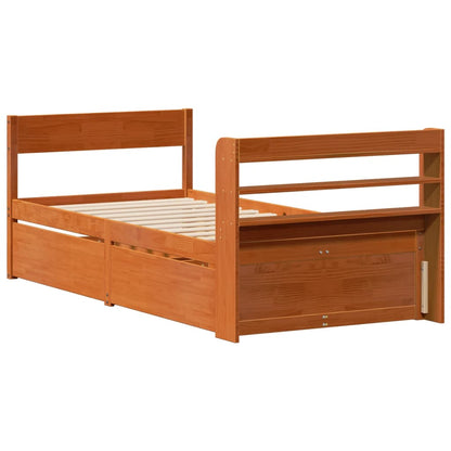 Cadre de lit sans matelas cire marron 100x200cm bois pin massif