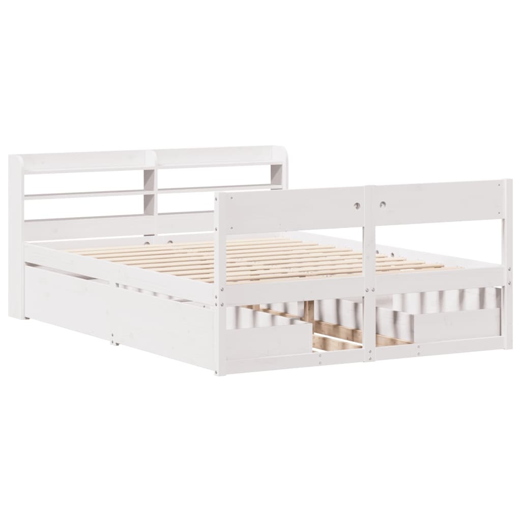 Cadre de lit sans matelas blanc 135x190 cm bois de pin massif