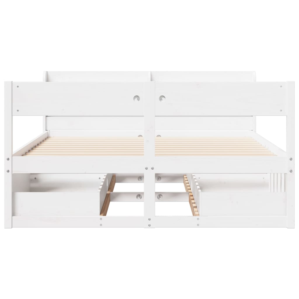 Cadre de lit sans matelas blanc 135x190 cm bois de pin massif