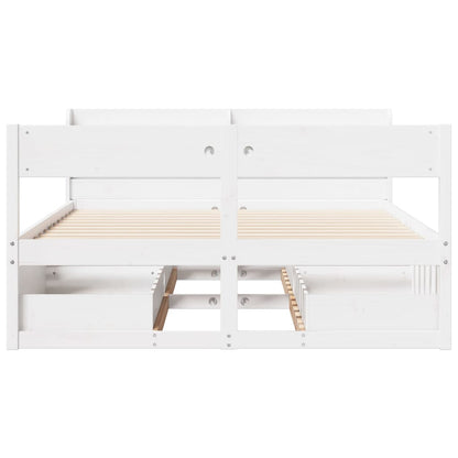 Cadre de lit sans matelas blanc 135x190 cm bois de pin massif