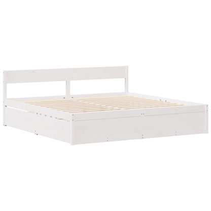 Cadre de lit sans matelas blanc 135x190 cm bois de pin massif