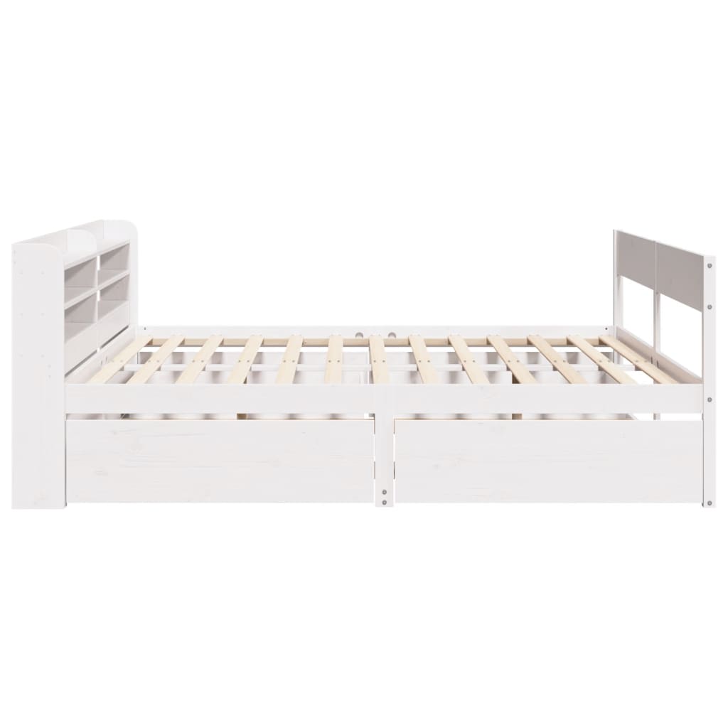 Cadre de lit sans matelas blanc 135x190 cm bois de pin massif