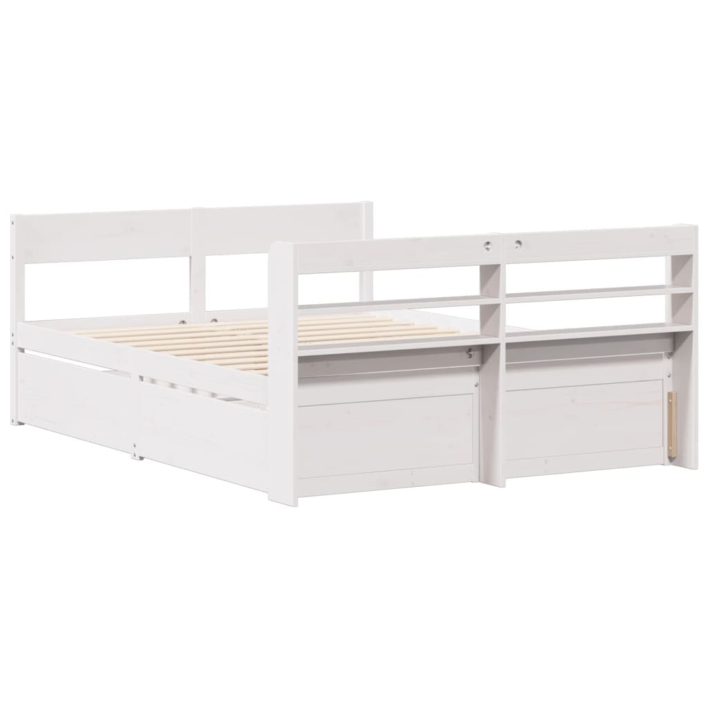 Cadre de lit sans matelas blanc 135x190 cm bois de pin massif