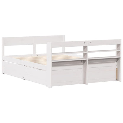 Cadre de lit sans matelas blanc 135x190 cm bois de pin massif