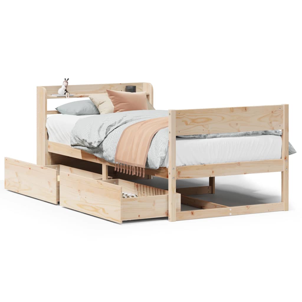 Cadre de lit sans matelas 75x190 cm bois de pin massif