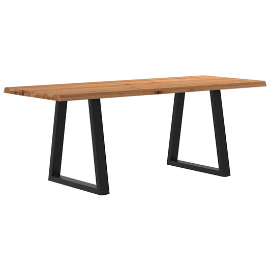 Table à manger avec bord naturel 200x80x74 cm bois massif chêne