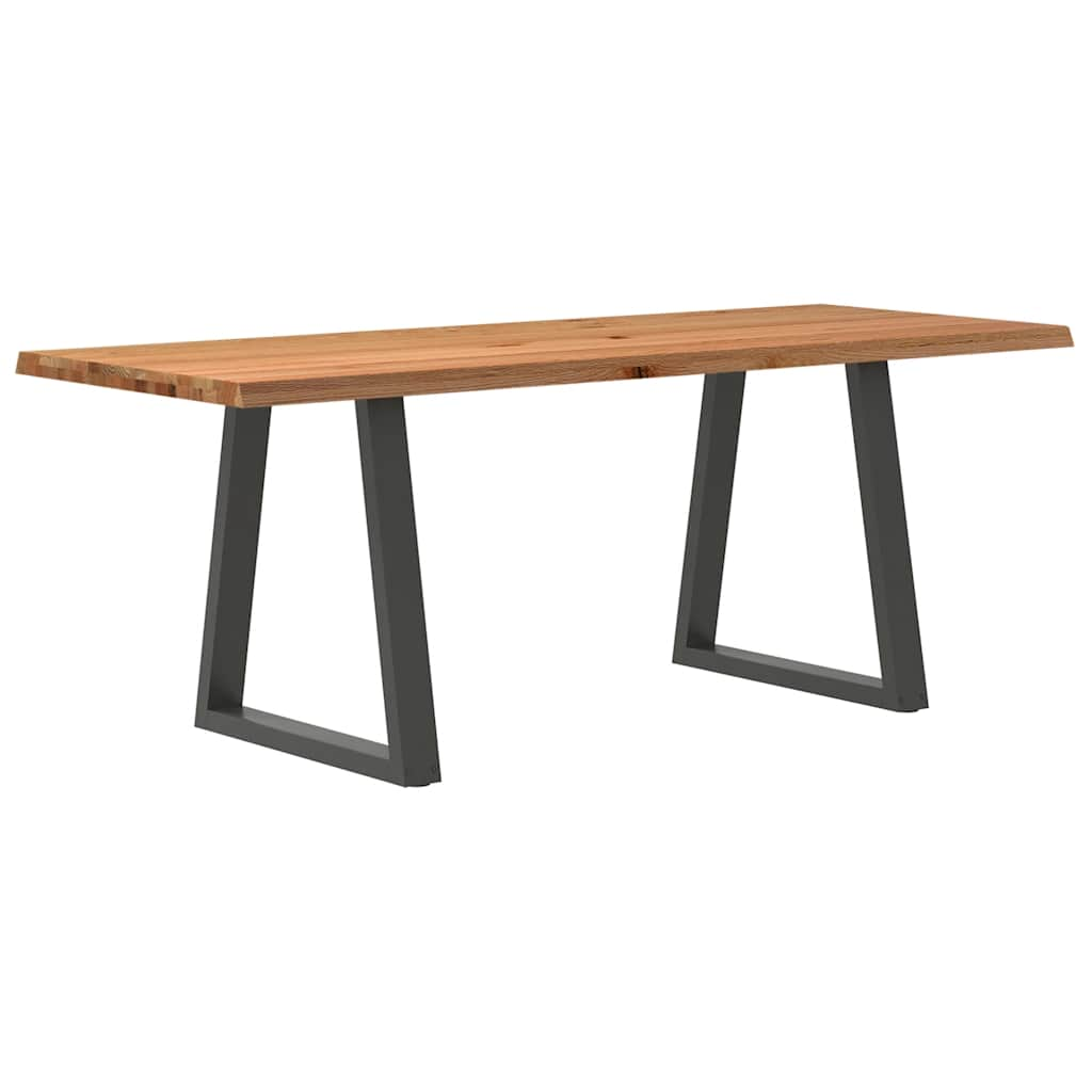 Table à manger avec bord naturel 200x80x74 cm bois massif chêne