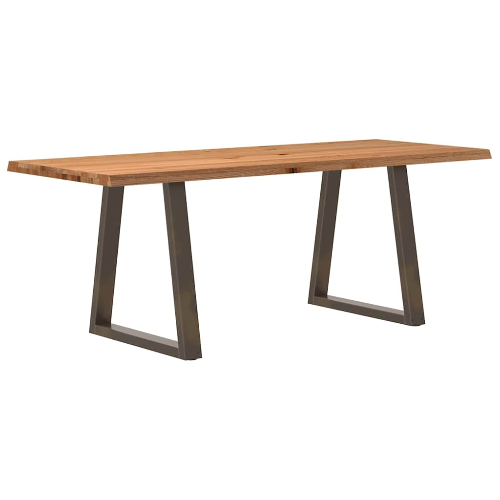 Table à manger avec bord naturel 200x80x74 cm bois massif chêne