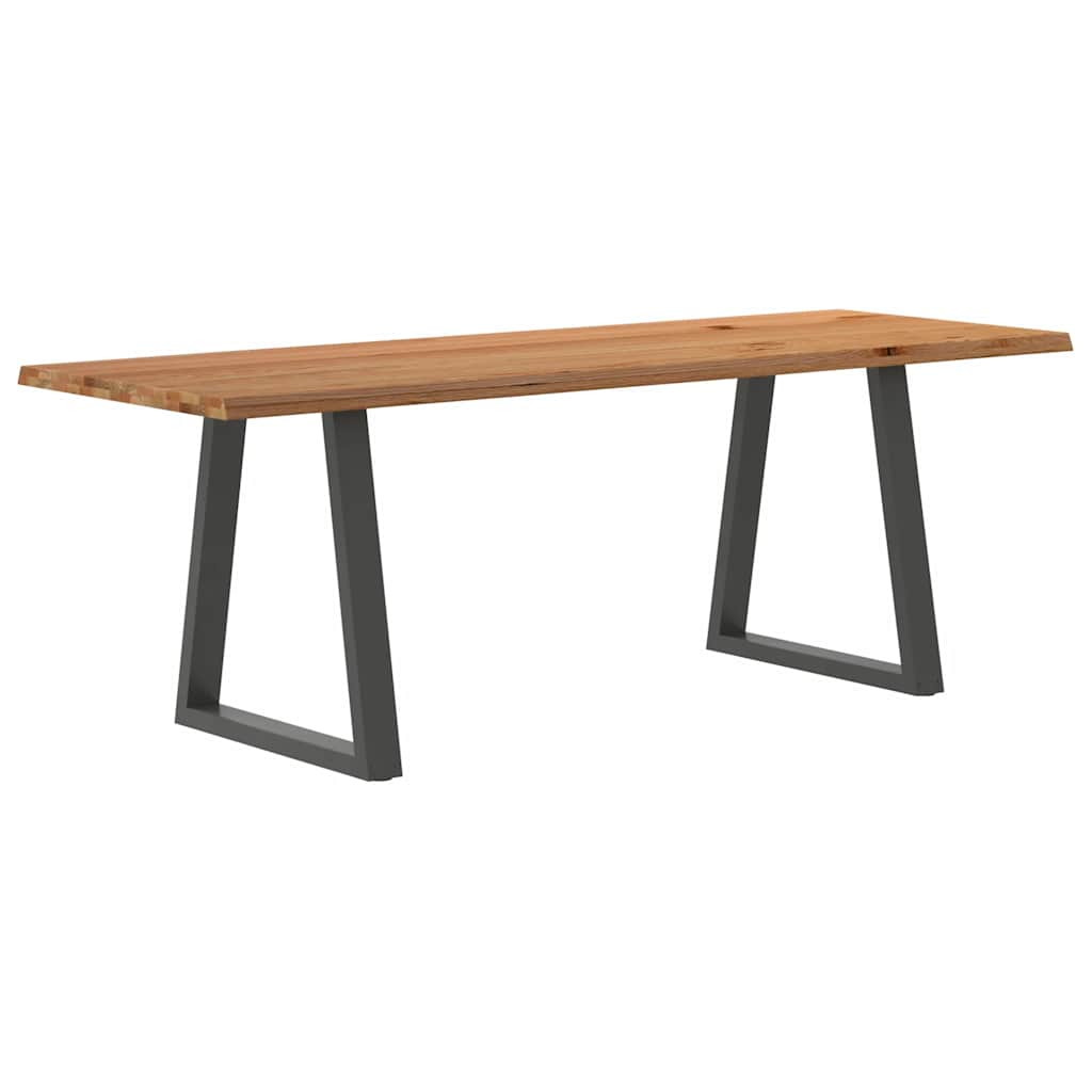 Table à manger avec bord naturel 220x80x74 cm bois massif chêne