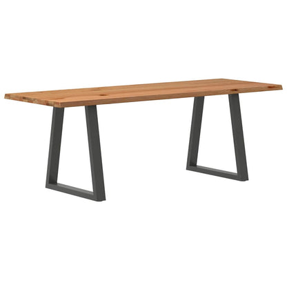 Table à manger avec bord naturel 220x80x74 cm bois massif chêne