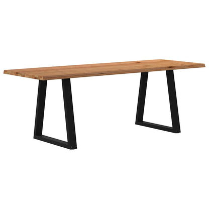 Table à manger avec bord naturel 220x80x74 cm bois massif chêne