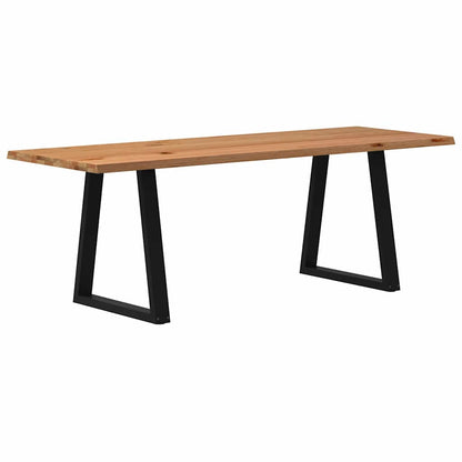 Table à manger avec bord naturel 220x80x74 cm bois massif chêne