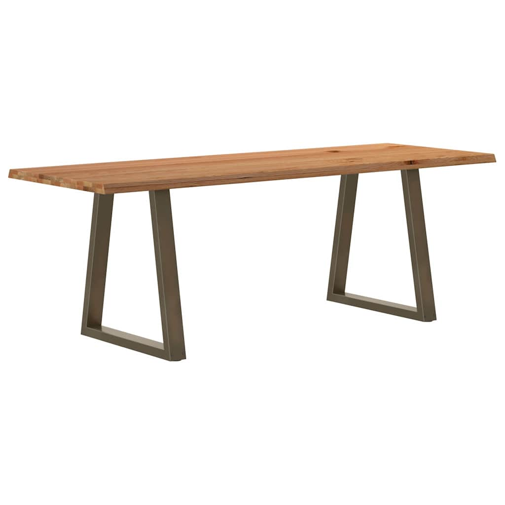 Table à manger avec bord naturel 220x80x74 cm bois massif chêne