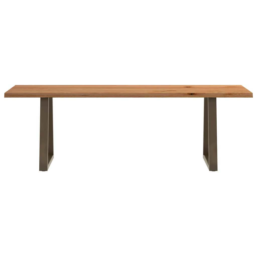 Table à manger avec bord naturel 220x80x74 cm bois massif chêne