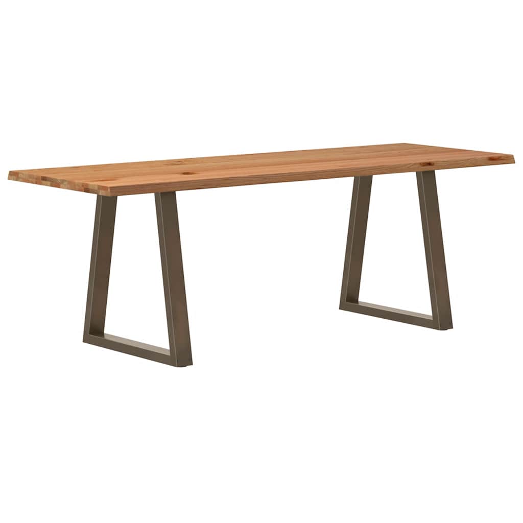 Table à manger avec bord naturel 220x80x74 cm bois massif chêne