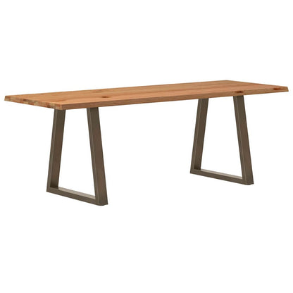 Table à manger avec bord naturel 220x80x74 cm bois massif chêne