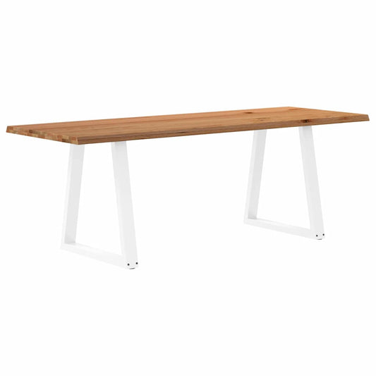 Table à manger avec bord naturel 220x80x74 cm bois massif chêne