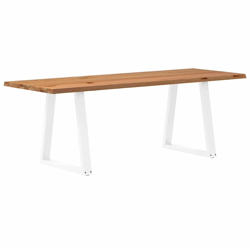 Table à manger avec bord naturel 220x80x74 cm bois massif chêne