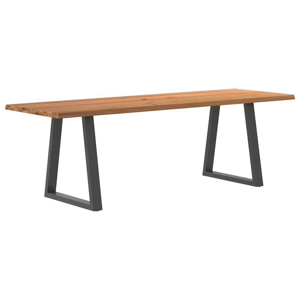 Table à manger avec bord naturel 240x80x74 cm bois massif chêne