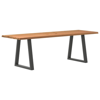 Table à manger avec bord naturel 240x80x74 cm bois massif chêne