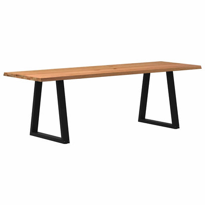 Table à manger avec bord naturel 240x80x74 cm bois massif chêne