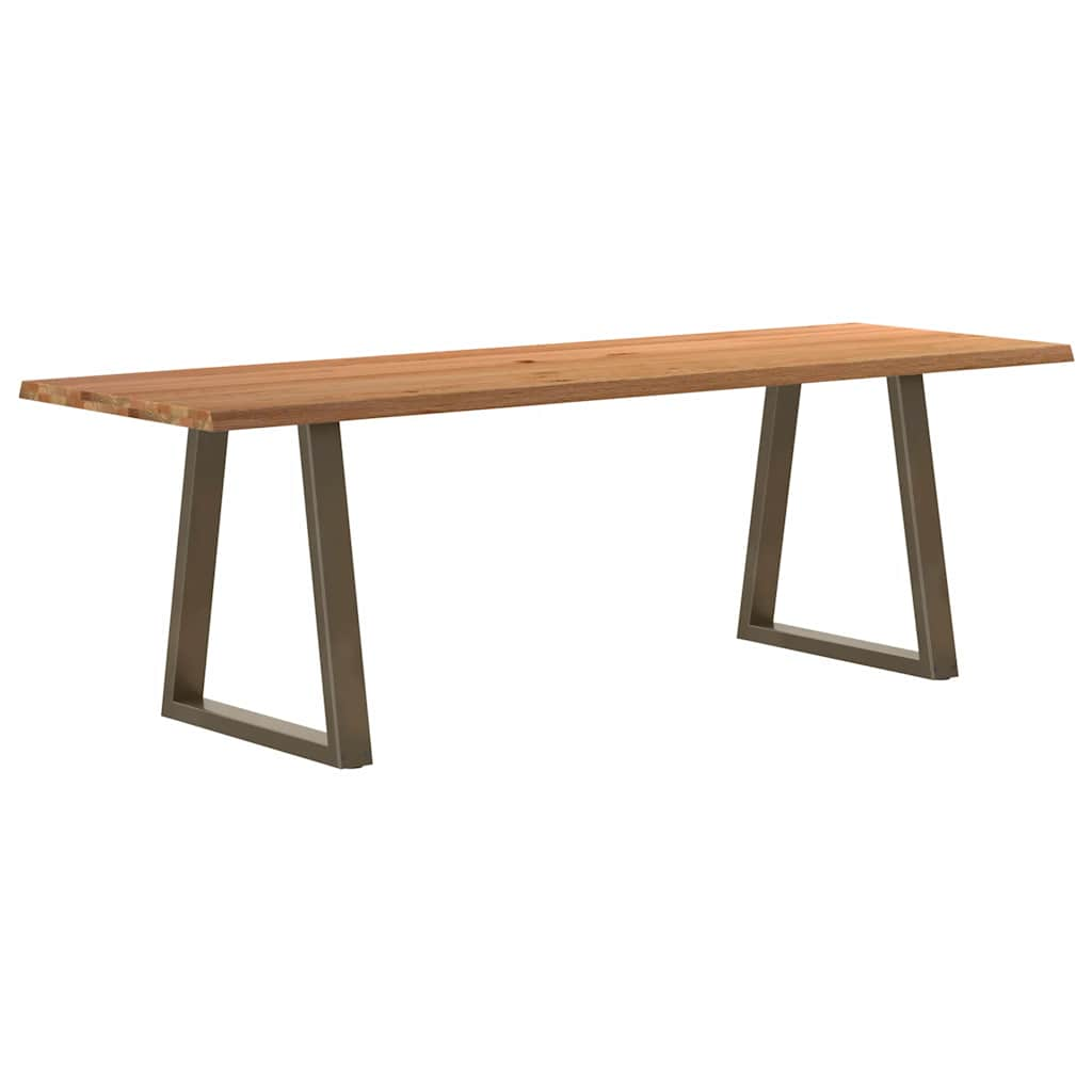 Table à manger avec bord naturel 240x80x74 cm bois massif chêne