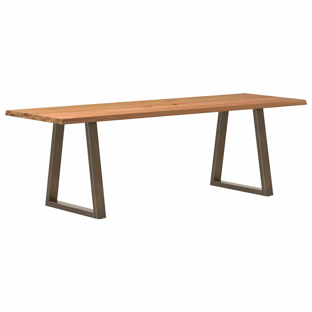 Table à manger avec bord naturel 240x80x74 cm bois massif chêne