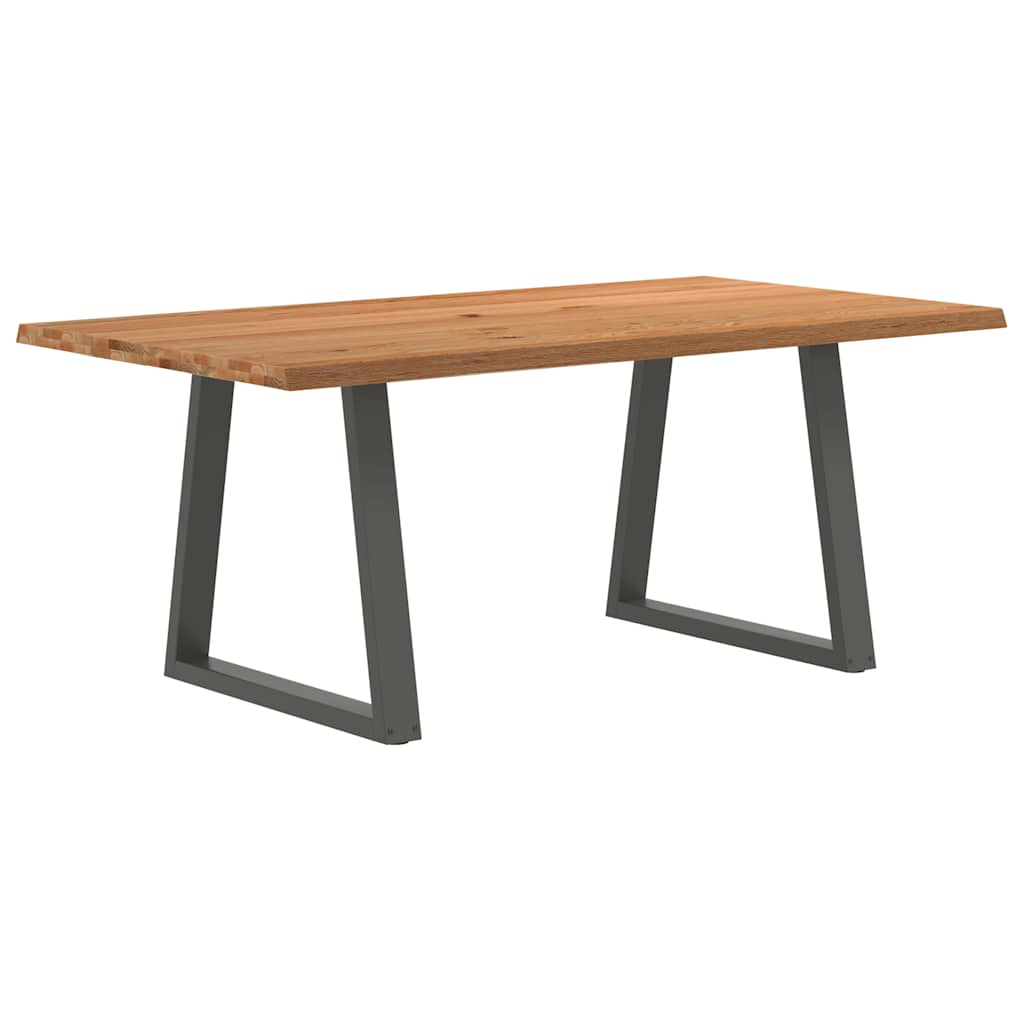 Table à manger avec bord naturel 180x100x74cm bois massif chêne