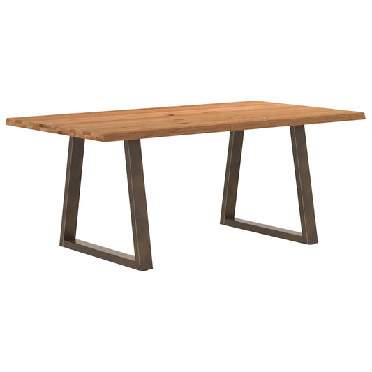 Table à manger avec bord naturel 180x100x74cm bois massif chêne