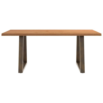 Table à manger avec bord naturel 180x100x74cm bois massif chêne