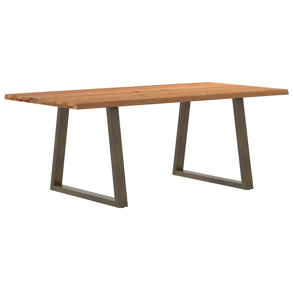 Table à manger avec bord naturel 200x100x74cm bois massif chêne